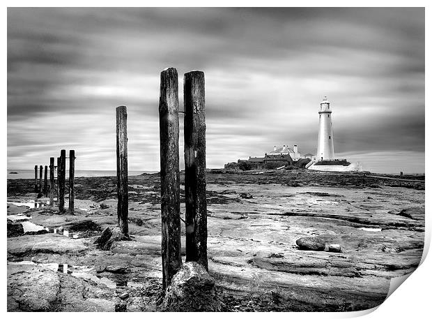 St. Marys Lighthouse Whitley Bay Print by Mike Sherman Photog