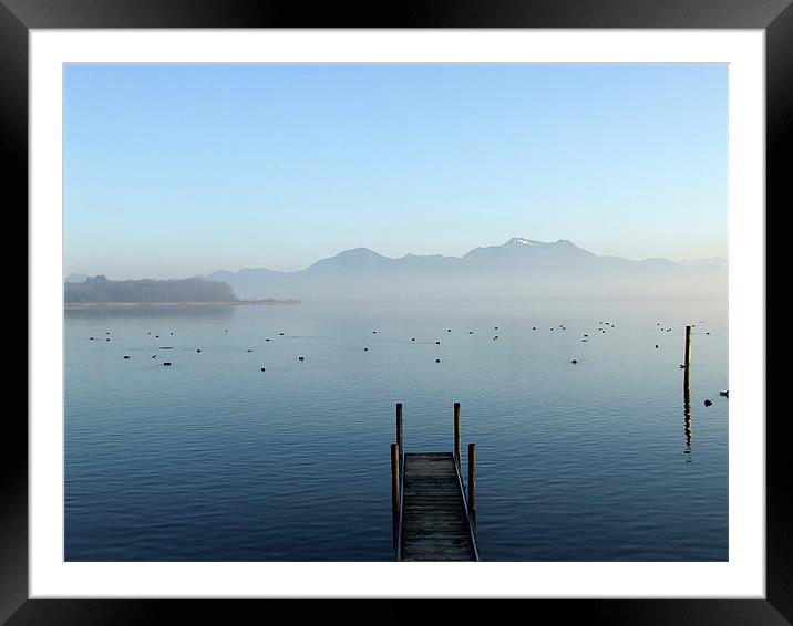 Silence, Chiemsee in Bayern Framed Mounted Print by Ralph Schroeder