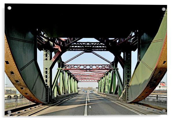 A Bascule Bridge in Birkenhead UK Acrylic by Frank Irwin
