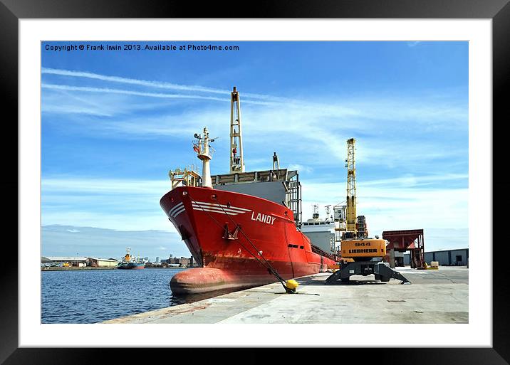 MV Landy waiting to unload in Birkenhead Docks Framed Mounted Print by Frank Irwin