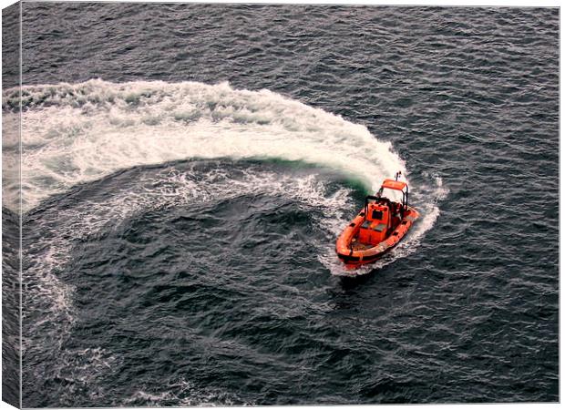 Lifeboat Causing a Swirl . Canvas Print by Bill Lighterness