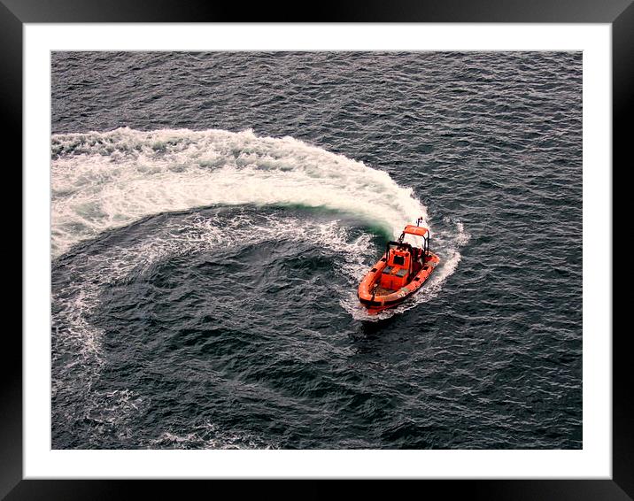 Lifeboat Causing a Swirl . Framed Mounted Print by Bill Lighterness