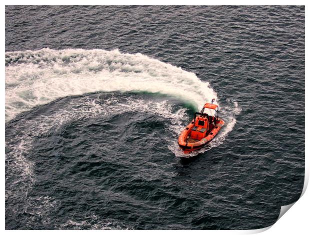 Lifeboat Causing a Swirl . Print by Bill Lighterness