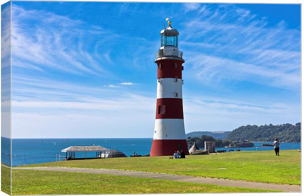 Smeatons Tower Plymouth Canvas Print by R J Bull