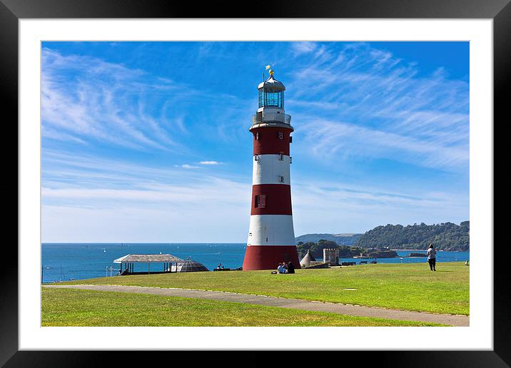 Smeatons Tower Plymouth Framed Mounted Print by R J Bull