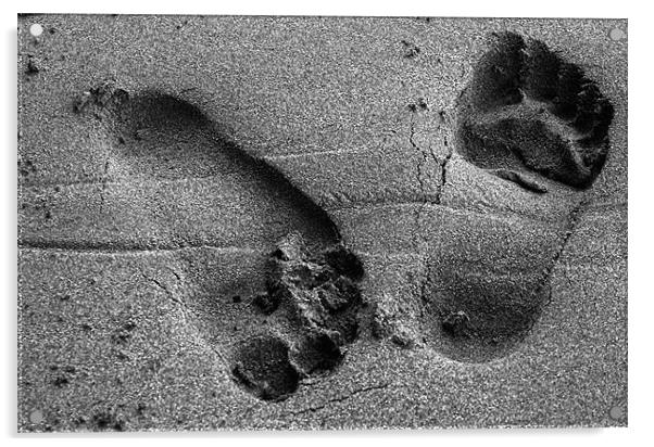 foot print in sand Acrylic by jon betts