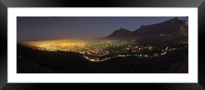 Table Mountain City lights Framed Mounted Print by Ralph Schroeder