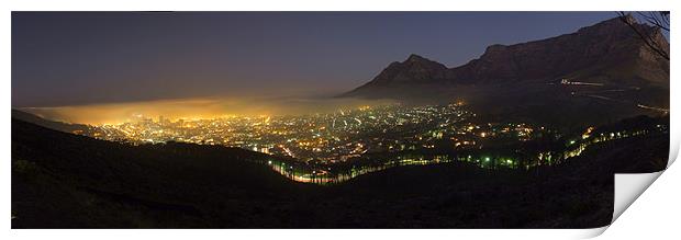 Table Mountain City lights Print by Ralph Schroeder