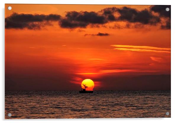Sunset from Hunstanton beach Acrylic by Gary Pearson
