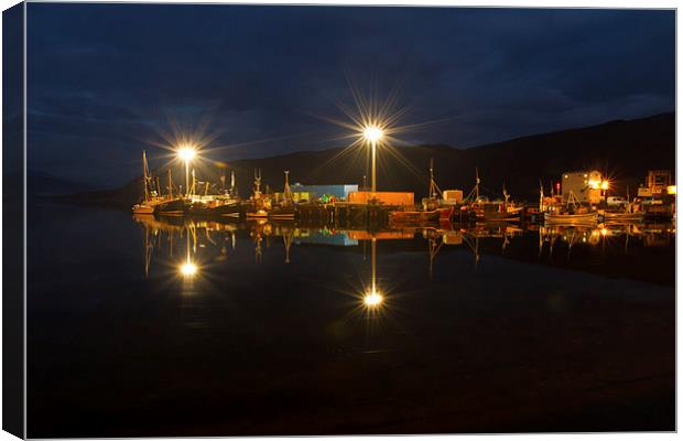 Ullapool harbour by night, Scotland Canvas Print by Gabor Pozsgai