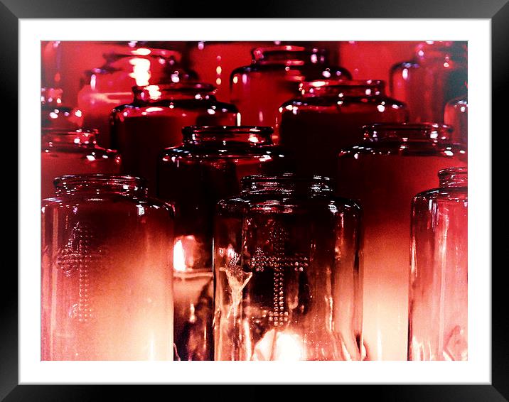 Red Votives Framed Mounted Print by Mary Lane
