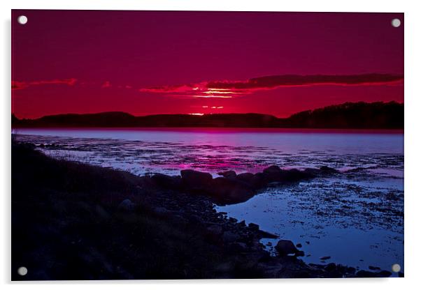 Sunset Loch Sween Acrylic by David Borrill