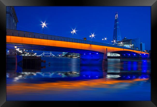 London Bridge Shard night HDR Framed Print by David French