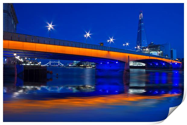 London Bridge Shard night HDR Print by David French