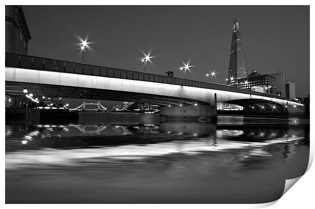 London Bridge Shard night HDR Print by David French