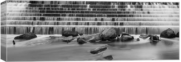 Black And White Weir Canvas Print by Dave Evans