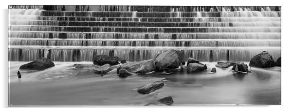 Black And White Weir Acrylic by Dave Evans
