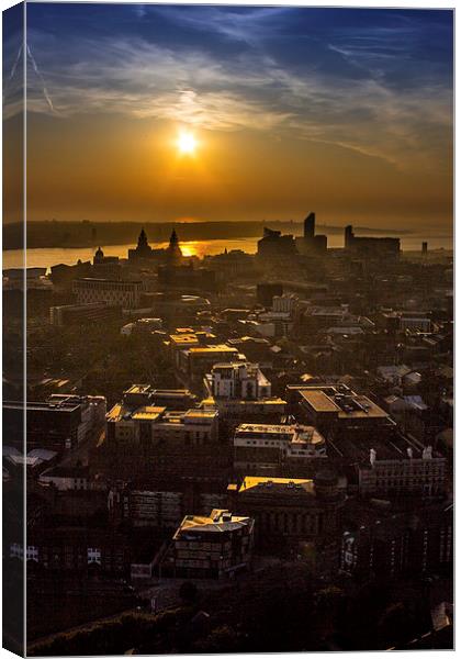 Sunset over Merseyside Canvas Print by Paul Madden