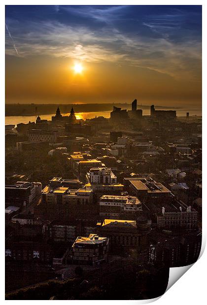 Sunset over Merseyside Print by Paul Madden