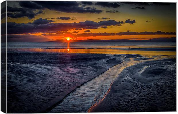 Sundown on Prestwick Beach Canvas Print by Gareth Burge Photography