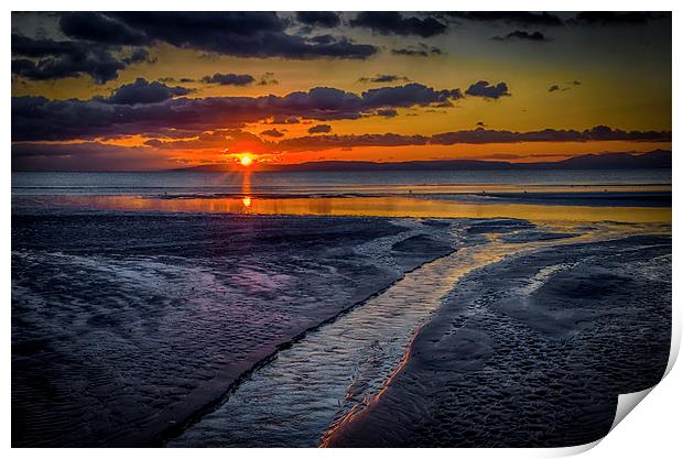 Sundown on Prestwick Beach Print by Gareth Burge Photography