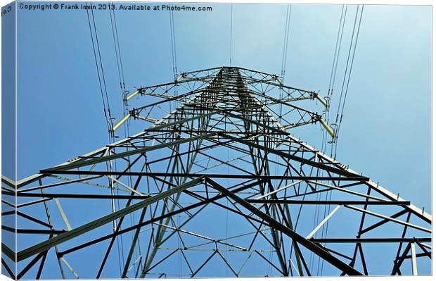 Transmission Tower - Pylon from beneath. Canvas Print by Frank Irwin
