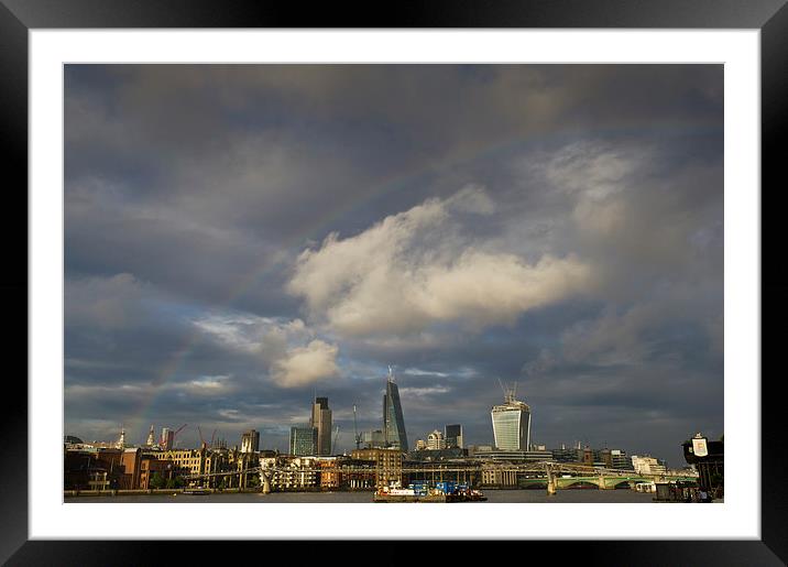 Rainbow over the City of London Framed Mounted Print by Gary Eason