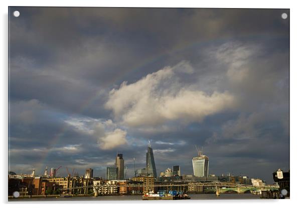 Rainbow over the City of London Acrylic by Gary Eason