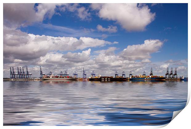Felixstowe container docks Print by David French