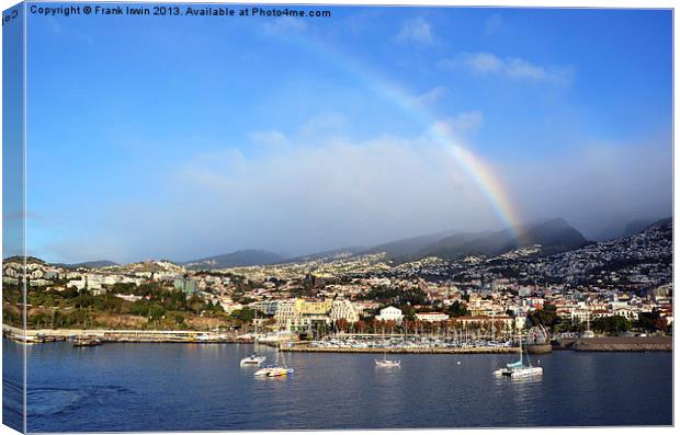 The port of Funchal with a rainbow visible Canvas Print by Frank Irwin