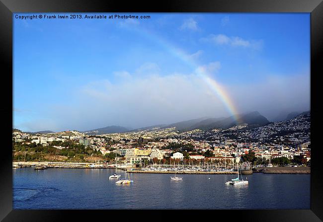 The port of Funchal with a rainbow visible Framed Print by Frank Irwin
