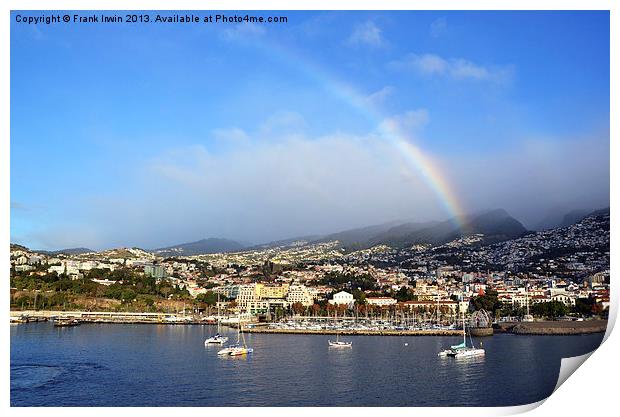 The port of Funchal with a rainbow visible Print by Frank Irwin