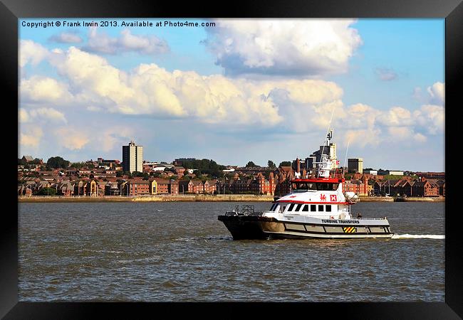 A turbine support vessel in the Mersey Framed Print by Frank Irwin