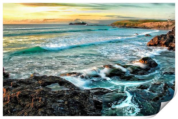 Godrevy lighthouse Cornwall Print by Gary Pearson