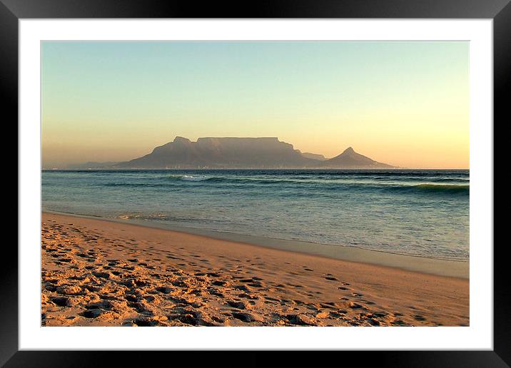 Sunset with Table Mountain Framed Mounted Print by Ralph Schroeder