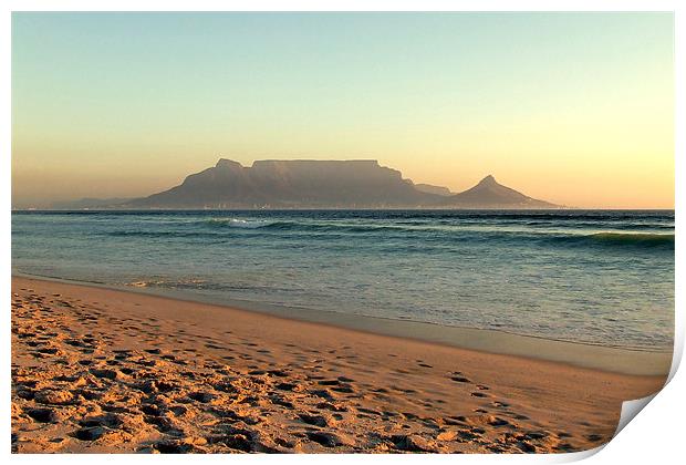 Sunset with Table Mountain Print by Ralph Schroeder