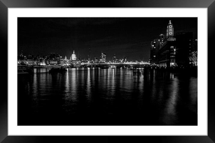 London Bridge OXO tower HDR Framed Mounted Print by David French