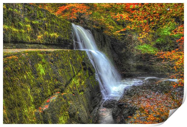 Autumn waterfalls Print by Leighton Collins