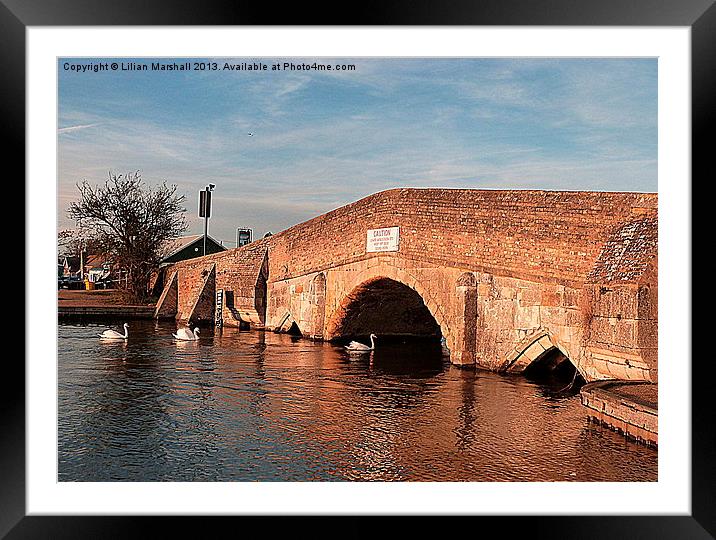 Medieval Bridge at Potters Meigham. Framed Mounted Print by Lilian Marshall