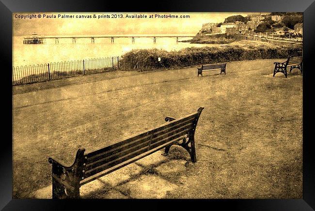 Clevedon picturesque seafront Framed Print by Paula Palmer canvas
