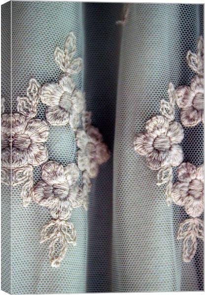 Embroidered Floral and Lace Canvas Print by Andrea Guidera