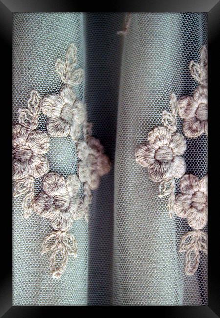 Embroidered Floral and Lace Framed Print by Andrea Guidera