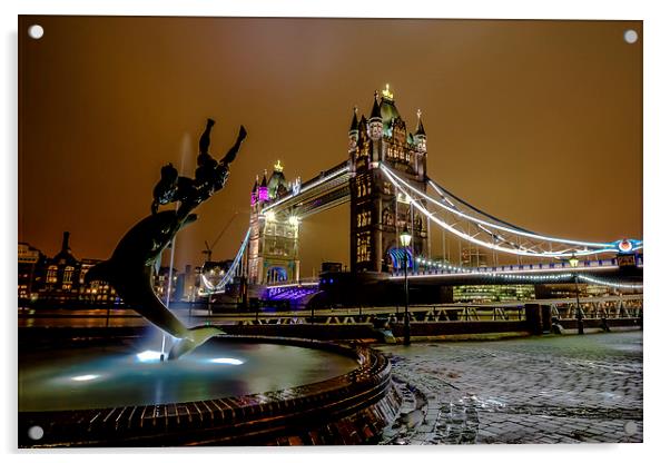 tower bridge at night Acrylic by jim wardle-young