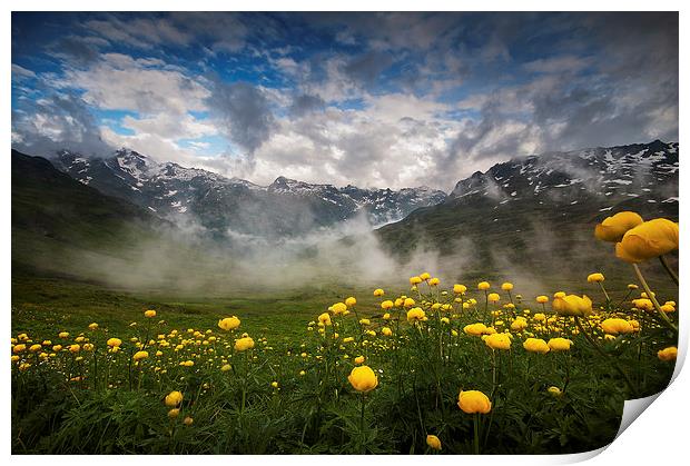 Alpine summer landscape Print by Creative Photography Wales