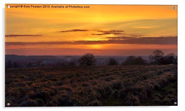 Sunset over Dersingham Acrylic by Gary Pearson