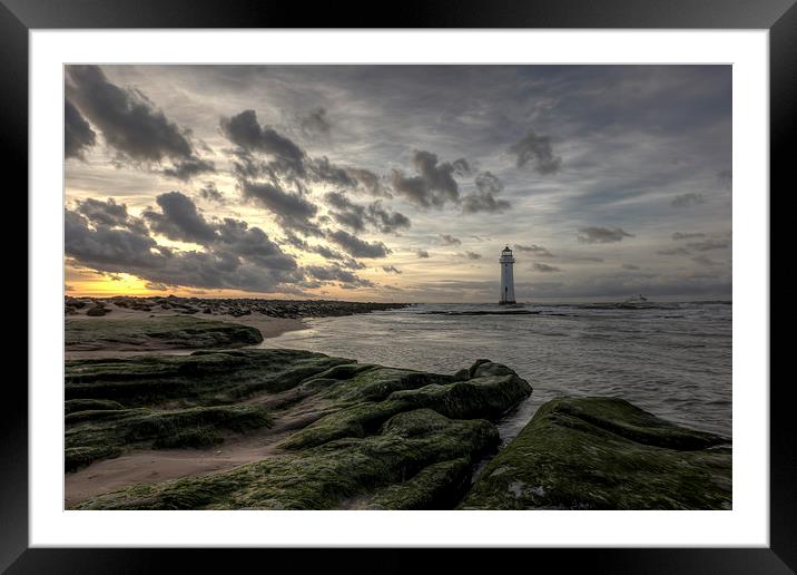 Cloudy sunset at Perch Rock Framed Mounted Print by Paul Farrell Photography
