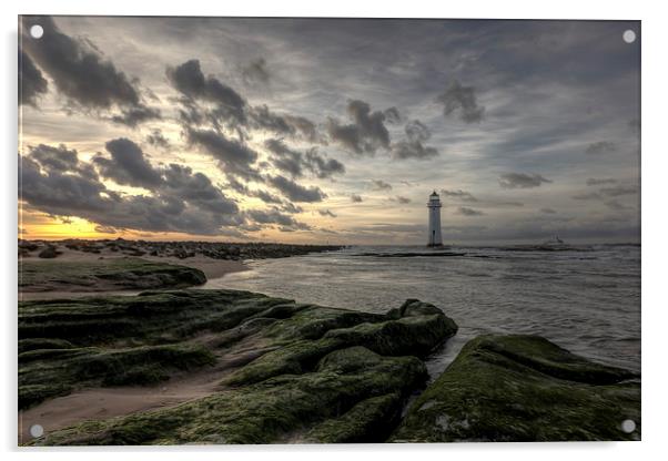 Cloudy sunset at Perch Rock Acrylic by Paul Farrell Photography