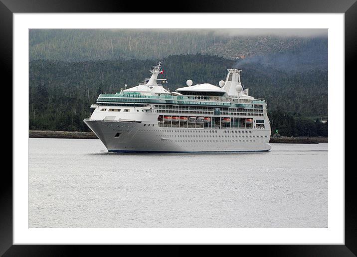 cruise ship leaving port Framed Mounted Print by Martyn Bennett