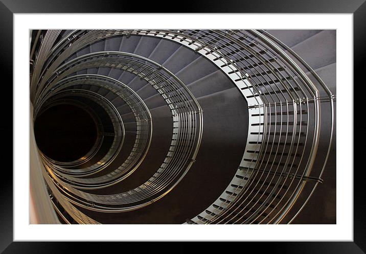 Stairwell, geometric, tunnel Framed Mounted Print by Alasdair Rose