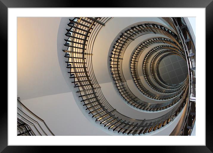 Stairwell vertical gold white grey Framed Mounted Print by Alasdair Rose